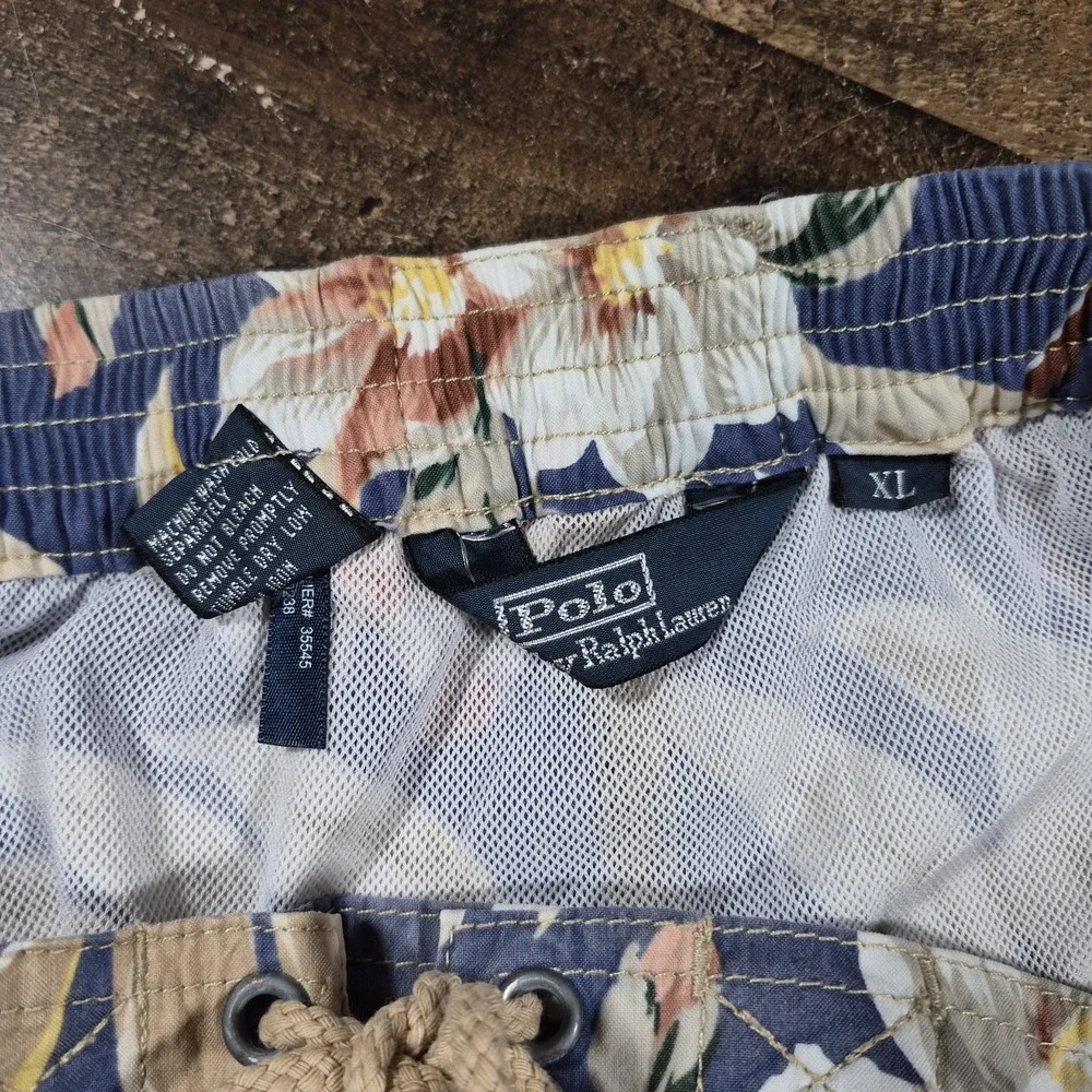 Vintage 90s Polo Ralph Lauren Swim Trunks Shorts Mens XL Floral New